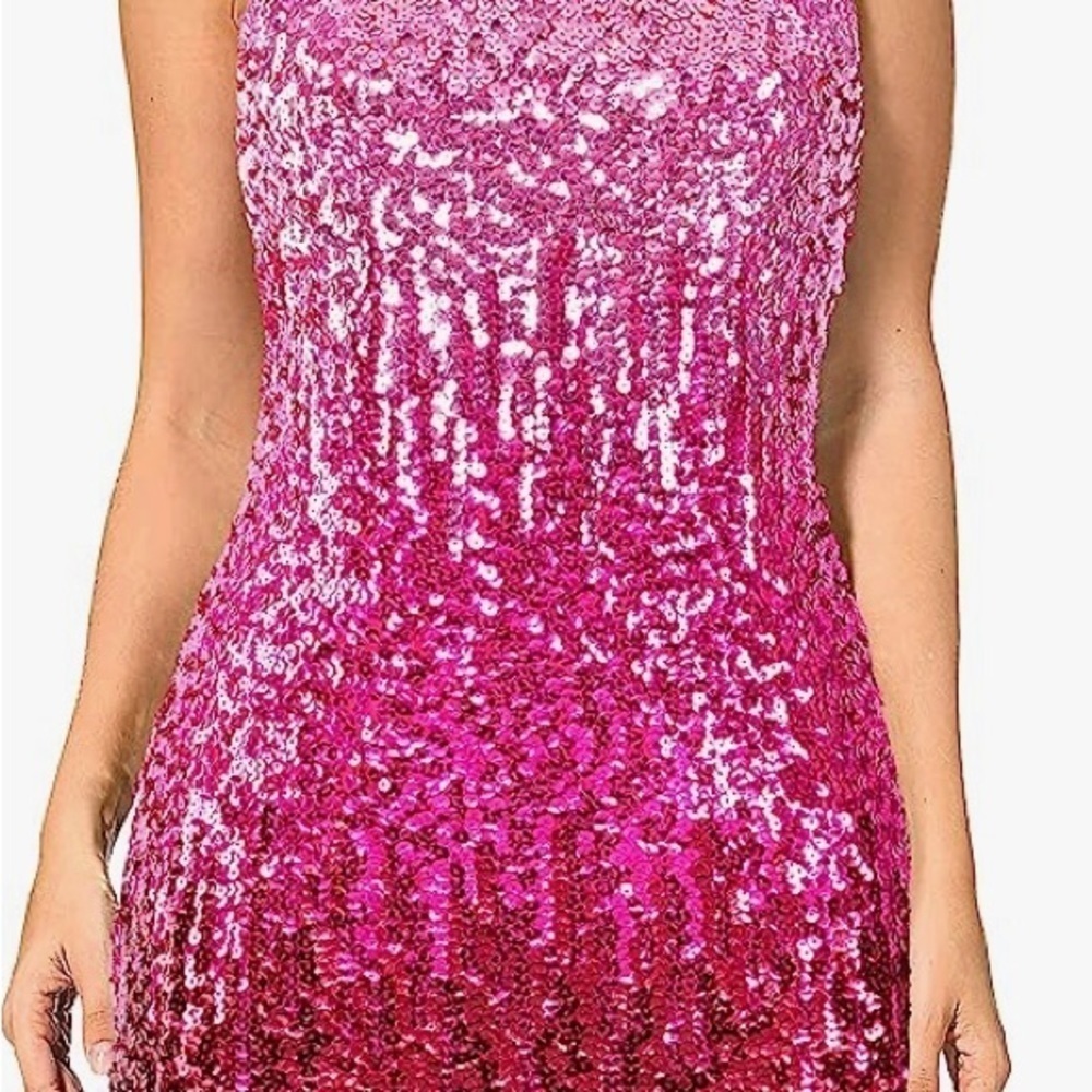 NEW Maner Red Ombre Sequin Sleeveless Cocktail/Party/Formal Mini Dress Size M - Picture 4 of 5